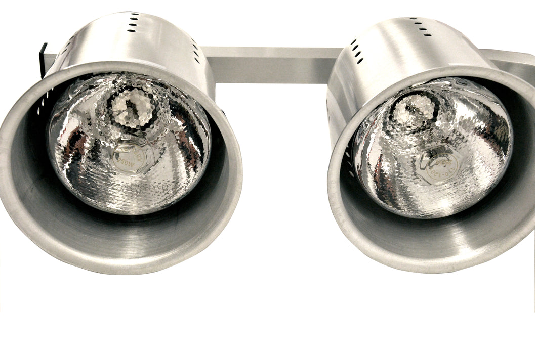 Omcan FW-CN-0533 Commercial Food Heat Lamp Portable Electric Food Warmer 2-Bulb Freestanding, Silver – 500W, 110V