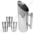 Stainless Steel Water/ Beverage Jug / Pitcher, With Rings Design And Glossy Finish - 11" X 4", 1.3 Ltr (52 Oz) Capacity