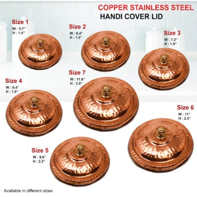 Premium Copper & Stainless Steel Handi Lid – Durable Hammered Cover for Traditional Cookware/Serveware