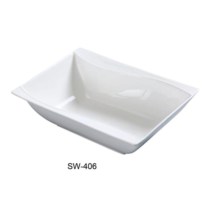 Yanco SW-406 Sea Wave Rectangular Bowl, 8 oz, China, Bone White (3Dz)