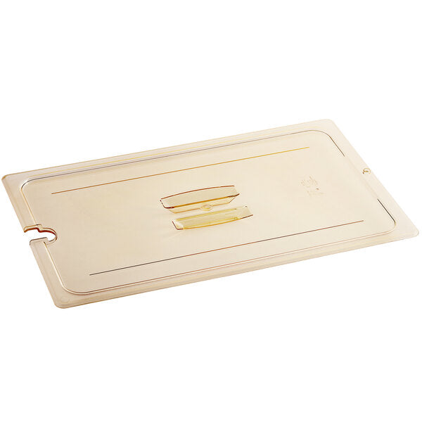 Cambro H Pan Full Size High Heat Food Pan Lid with Handle and Spoon Notch Amber ( Case of 6 )