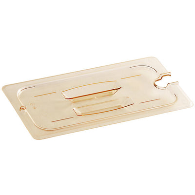Cambro H Pan One Third Size Food Pan Lid with Handle and Spoon Notch Amber ( Case of 6 )