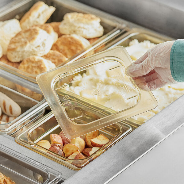 Cambro H Pan One Sixth Size Flat Food Pan Lid Amber ( Case of 6 )