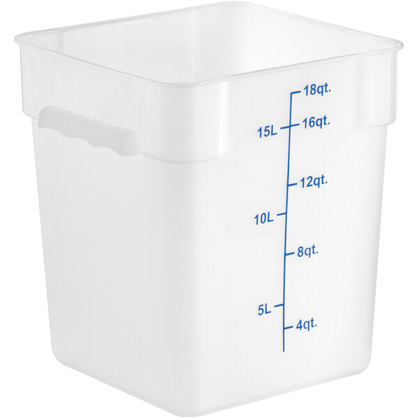 Choice 18 Qt. Translucent Square Polypropylene Food Storage Container