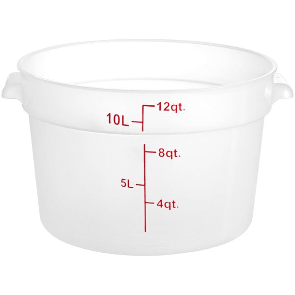 Choice 12 Qt. Translucent Round Polypropylene Food Storage Container