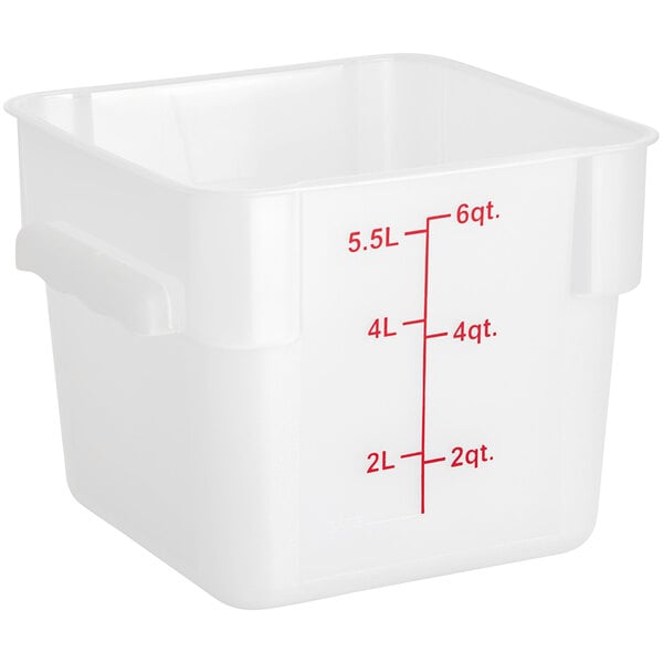 Choice 6 Qt. Translucent Square Polypropylene Food Storage Container