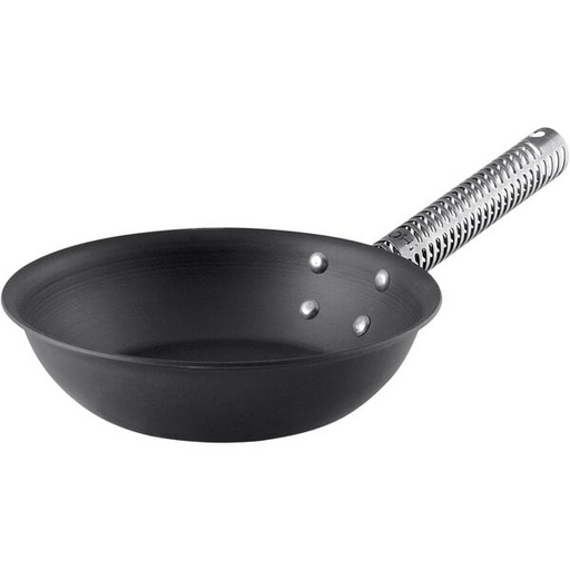 Black anodized aluminum fry pan for commercial kitchen use