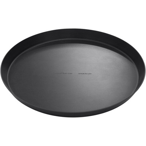 LloydPans aluminum cutter pizza pan with Tuff-Kote® finish and dough cutter edge