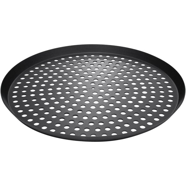 Commercial-grade perforated pizza pan for crispy crust baking