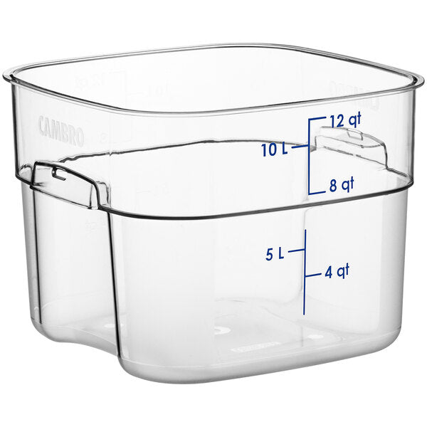 Cambro FreshPro 12 Quart Camwear Square Food Storage Container Clear ( Case of 6 )