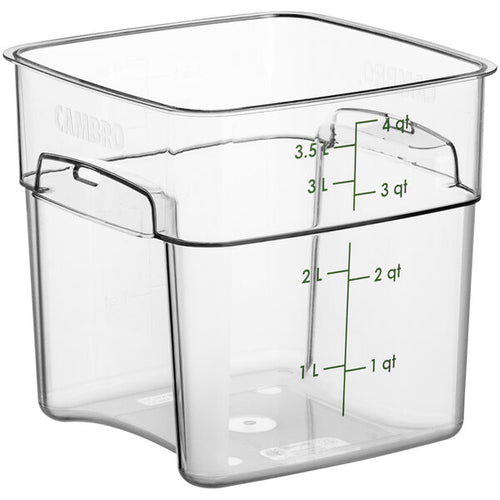 Cambro FreshPro 4 Quart Camwear Square Food Storage Container Clear ( Case of 6 )