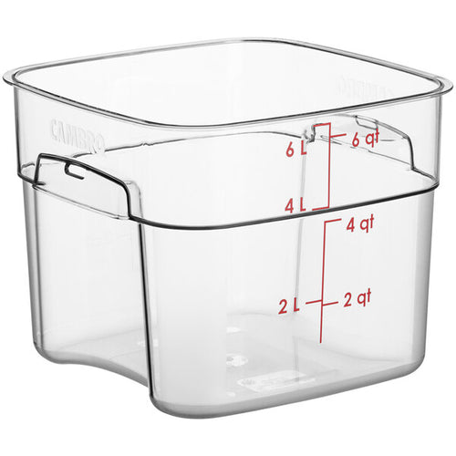 Cambro FreshPro 6 Quart Camwear Square Food Storage Container Clear ( Case of 6 )