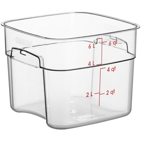 Cambro FreshPro 6 Quart Camwear Square Food Storage Container Clear ( Case of 6 )