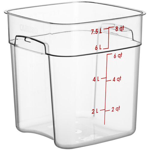 Cambro FreshPro 8 Quart Camwear Square Food Storage Container Clear ( Case of 6 )