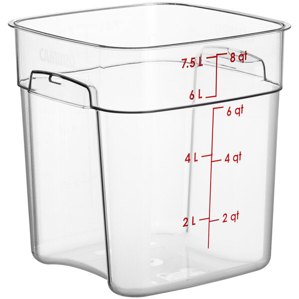 Cambro FreshPro 8 Quart Camwear Square Food Storage Container Clear ( Case of 6 )