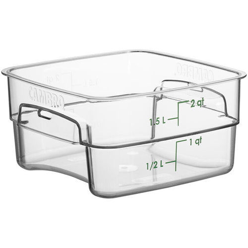 Cambro FreshPro 2 Quart Camwear Square Food Storage Container Clear ( Case of 6 )