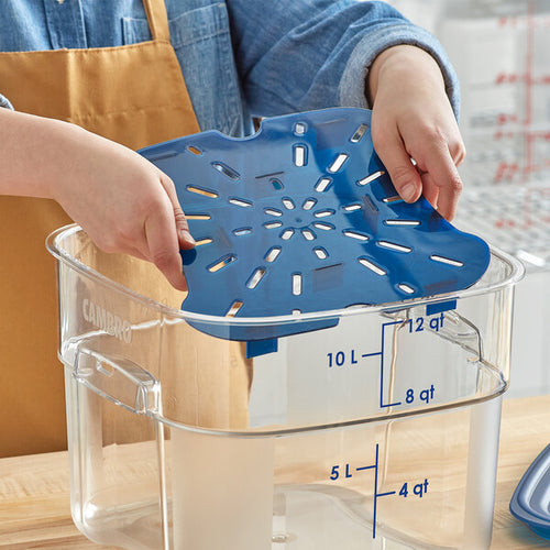 Cambro FreshPro 12 18 and 22 Quart Square Drain Shelf Translucent Blue ( Case of 6 )