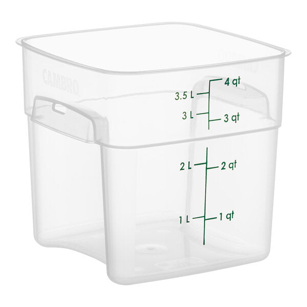 Cambro FreshPro 4 Quart Square Food Storage Container Translucent ( Case of 6 )