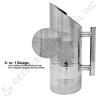 Elegant stainless steel water jug with rings design