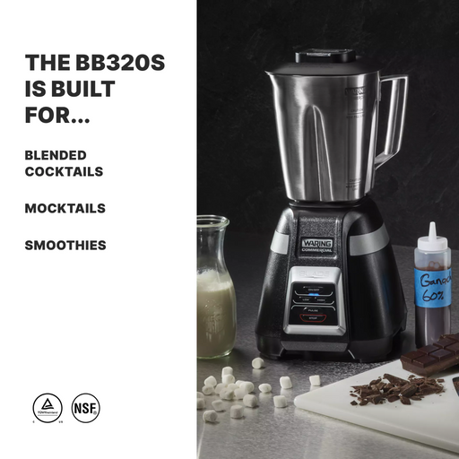 Waring BB320S Commercial Blender – 1 HP Motor, Touchpad Controls & Durable Stainless Steel Jar