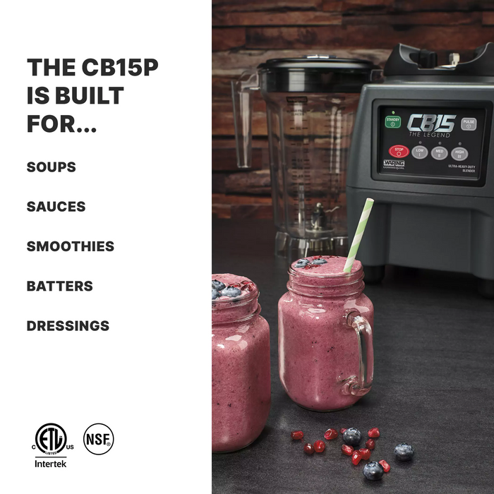 Waring CB15P Commercial Blender – 3.75 HP, 1-Gallon Copolyester Jar, 3-Speed, 120V
