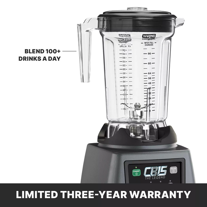 Waring 3.75 HP CB15P Food Blender – 120V, 1-Gallon Capacity, 3-Speed, Durable Copolyester Jar