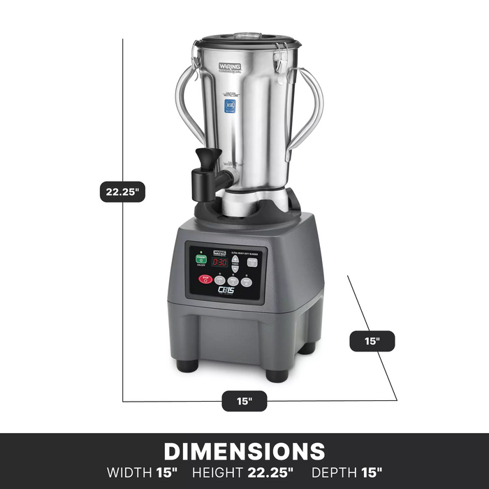 Commercial Waring CB15TSF Blender – 3.75 HP, 1 Gallon, Built-In Spigot & Timer, 120 Volts