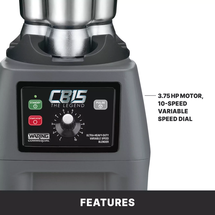 Waring CB15V Heavy-Duty Blender – 3.75 HP, 120V, 1 Gallon with Variable Speed Control