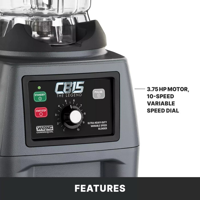 Waring CB15VP 120V Blender – 3.75 HP, Heavy-Duty, Variable Speed, 1-Gallon Copolyester Container