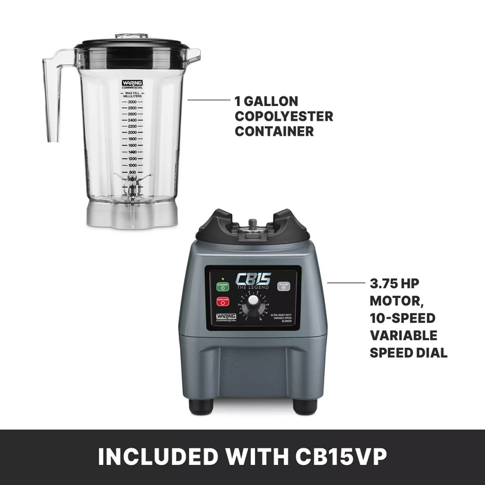 High-Performance Waring CB15VP Food Blender – 3.75 HP, Variable Speed, 1 Gallon, 120 Volts