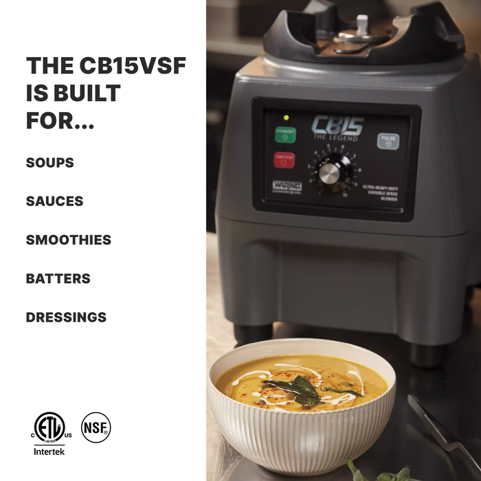 Waring CB15VSF Heavy-Duty Blender – 3.75 HP, 1-Gallon Capacity, Variable Speed & Spigot, 120V