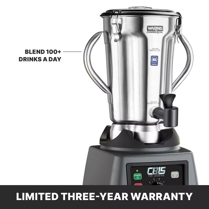 Waring 3.75 HP CB15VSF Food Blender – 120V, 1-Gallon, Adjustable Speed & Spigot for Precision Blending