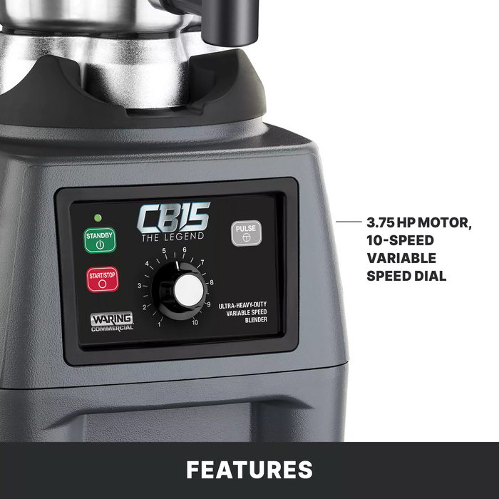 Waring CB15VSF 120V Blender – 3.75 HP, Heavy-Duty, 1 Gallon with Spigot & Variable Speed Control