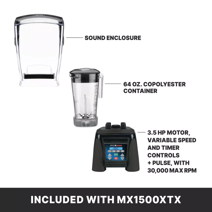 Waring MX1500XTX 3.5 HP Blender with Programmable Settings, Noise Shield & 64 oz. BPA-Free Jar
