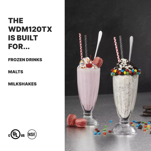Waring WDM120TX Single-Spindle Drink Mixer – 1 HP, 3-Speed, Heavy-Duty with Built-In Timer