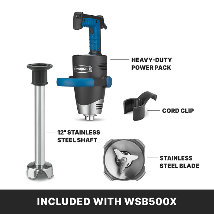 Waring WSB500X Heavy-Duty Big Stik® EvolutionX® Immersion Blender, 12" Stainless Steel Shaft
