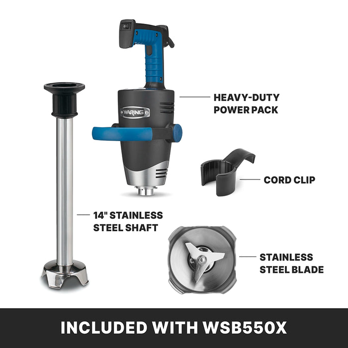 Waring WSB550X Heavy-Duty Big Stik® EvolutionX® Immersion Blender, 14" Stainless Steel Shaft