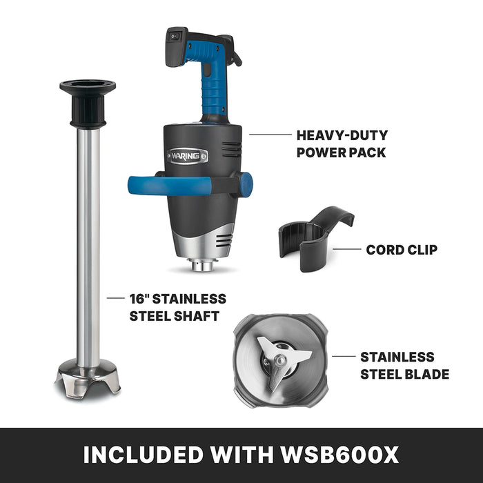 Waring WSB600X Heavy-Duty Big Stik® EvolutionX® Immersion Blender, 16" Stainless Steel Shaft