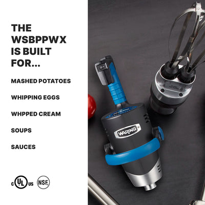 Waring WSBPPWX Heavy-Duty Big Stik® EvolutionX® Immersion Blender Power Pack, 10" Stainless Steel Whisk Attachment