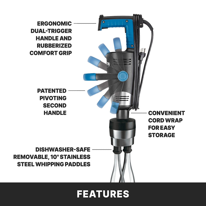 Waring WSBPPWX Heavy-Duty Big Stik® EvolutionX® Immersion Blender Power Pack, 10" Stainless Steel Whisk Attachment