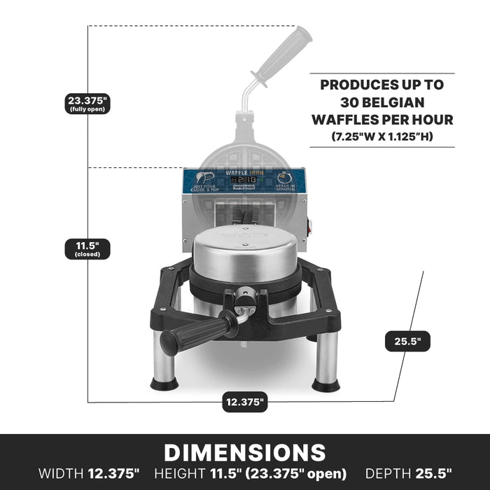 Waring WWHD500 Heavy-Duty Double Cast-Iron Belgian Waffle Maker — 120V, 1600W