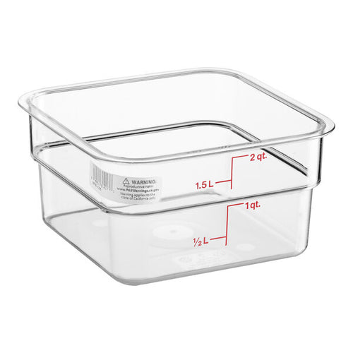 Cambro Camwear 2 Quart Square Food Storage Container Clear ( Case of 6 )