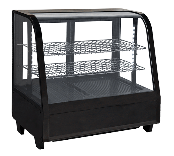 Omcan RS-CN-0100-E 27” Black Countertop Refrigerated Display with 3.5cu.ft. / 100L Capacity – 110V, 170W