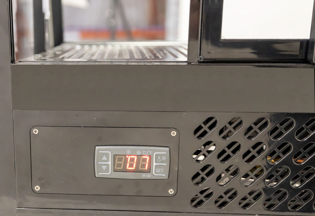 Omcan RS-CN-0100-E 27” Black Countertop Refrigerated Display with 3.5cu.ft. / 100L Capacity – 110V, 170W