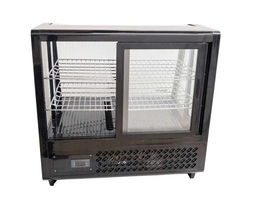 Omcan RS-CN-0100-E 27” Black Countertop Refrigerated Display with 3.5cu.ft. / 100L Capacity – 110V, 170W
