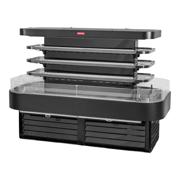 Howard McCray SC-OD42I Black 3-Shelf High Island Open Air Curtain Merchandiser - 115/208-230V