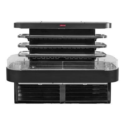 Howard McCray SC-OD42I Black 3-Shelf High Island Open Air Curtain Merchandiser - 115/208-230V