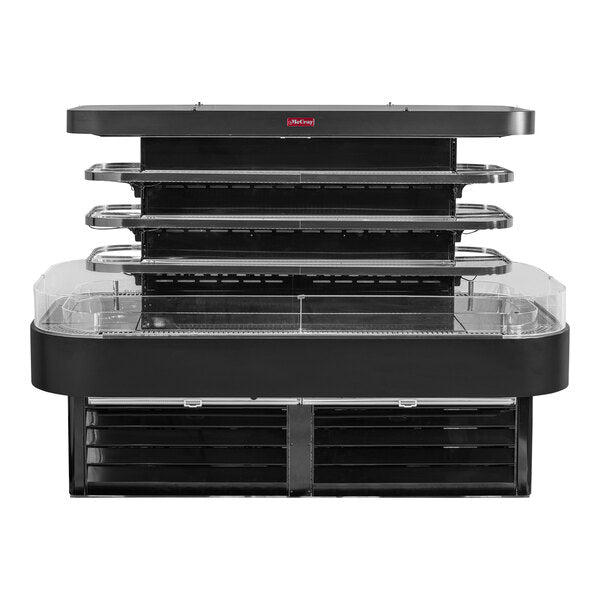Howard McCray SC-OD42I Black 3-Shelf High Island Open Air Curtain Merchandiser - 115/208-230V