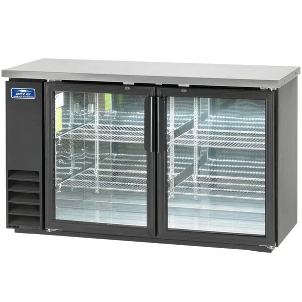Arctic Air ABB60G 61" Glass Door Back Bar Refrigerator – Commercial 2 Door Bar Cooler with LED Lighting & Stainless Steel Interior