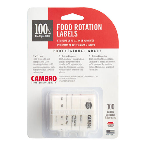 Cambro StoreSafe® Dissolvable Food Rotation Labels
